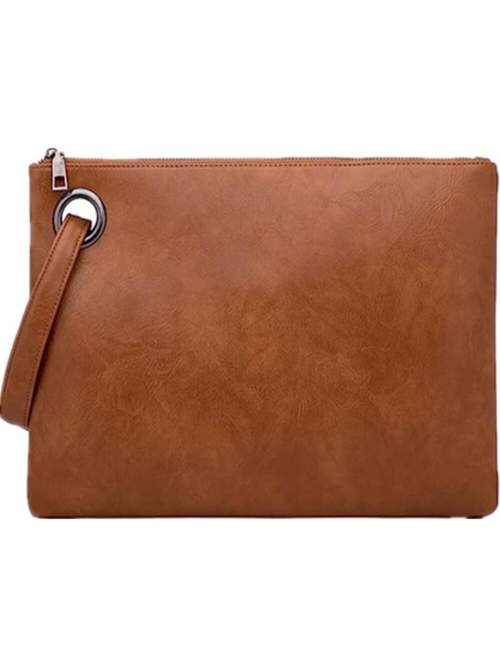 Women's Brown Evening Clutch Purse Envelope Zipper Handbag Shoulder Bag